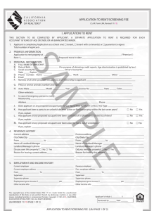 application to rent/screening fee i. application to rent
