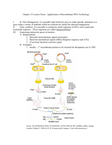 Chapter 15 Lecture Notes: Applications of Recombinant DNA