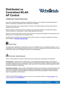 Distributed vs. Centralized WLAN AP Control