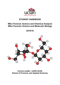 STUDENT HANDBOOK MSci Forensic Science and Chemical