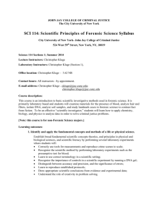 SCI 114: Scientific Principles of Forensic Science
