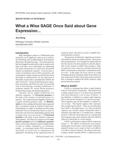 What a Wise SAGE Once Said about Gene Expression