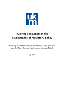 Involving consumers in the development of regulatory policy