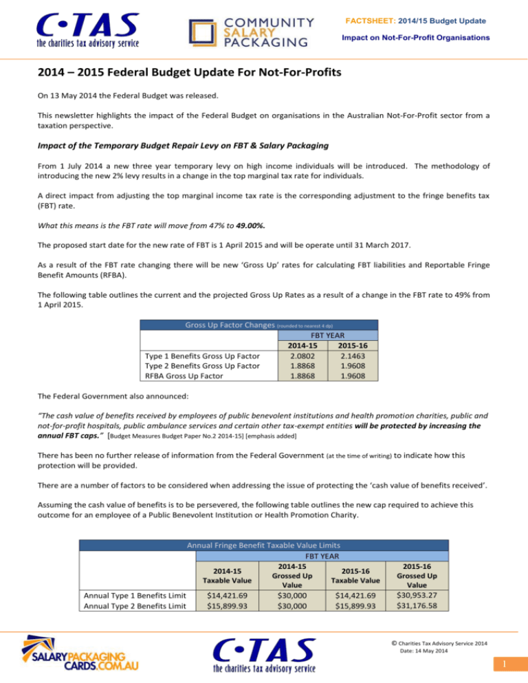CTAS Federal Budget Update 201415