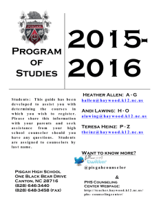 Program of Studies - Pisgah High School