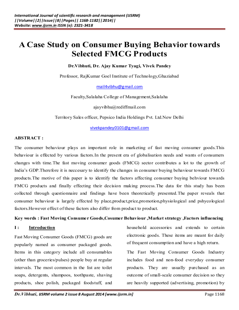 case study in consumer behavior