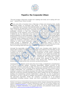PepsiCo: the Corporate Citizen