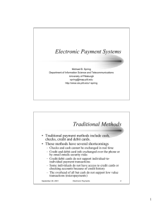 Electronic Payment Systems - School of Information Sciences