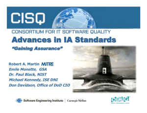 Advances in Information Assurance Standards - CWE