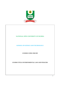 Environmental Law and Policies - National Open University of Nigeria
