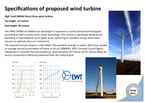 Specifications of proposed wind turbine