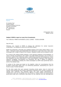 EIOPA's Letter to the European Commission on the Report