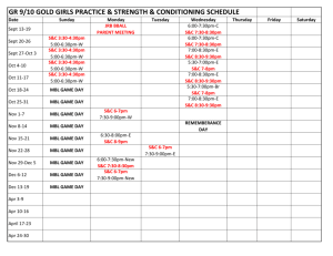 Grade 9/10 Gold Team Practice and Strength & Conditioning Schedule