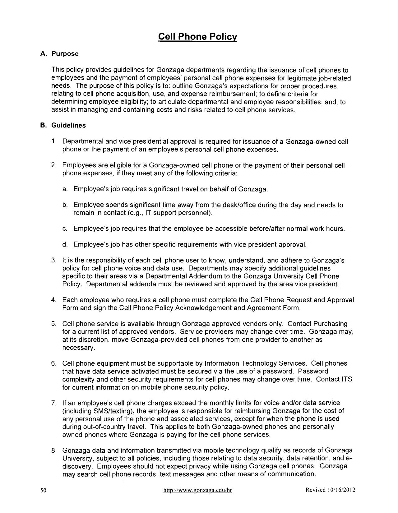 Employee Cell Phone Agreement Template