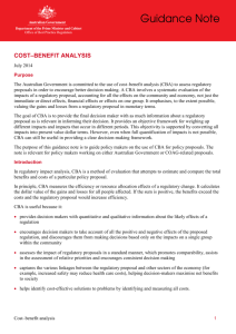Cost-Benefit Analysis Guidance Note