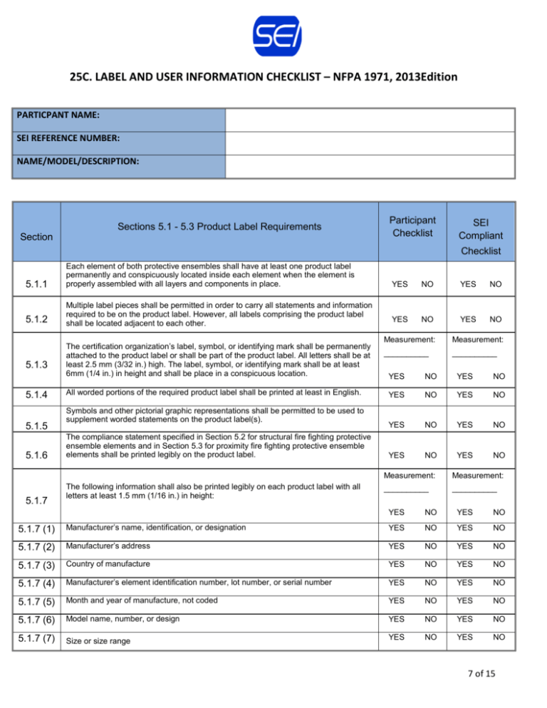 Section 25J Safety Equipment Institute