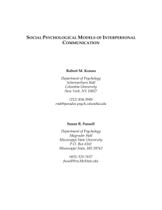 Social Psychological Models Of Interpersonal