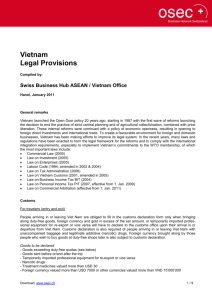 Vietnam Legal Provisions - Switzerland Global Enterprise