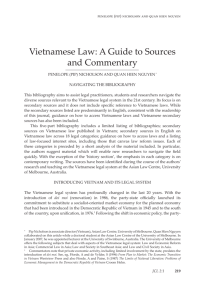Vietnamese Law: A Guide to Sources and