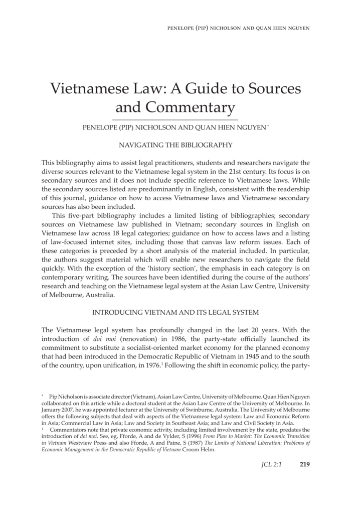 Vietnamese Law A Guide To Sources And - 