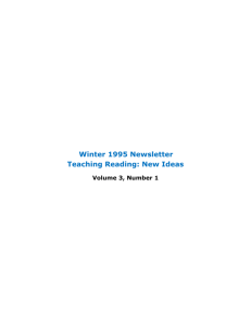 Winter 1995 Newsletter Teaching Reading: New Ideas