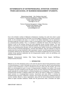 determinants of entrepreneurial intention: evidence from uum school