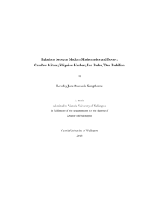 Relations between Modern Mathematics and Poetry: Czesław