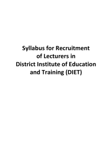 Syllabus for Recruitment of Lecturers in District Institute of