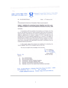 Guidelines for conducting Teacher Eligibility Test (TET)