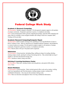 Federal College Work Study - Office of Admissions