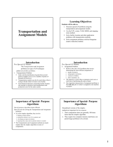 Transportation and Assignment Models