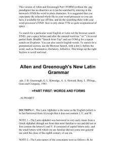 Allen and Greenough's New Latin Grammar PART SECOND
