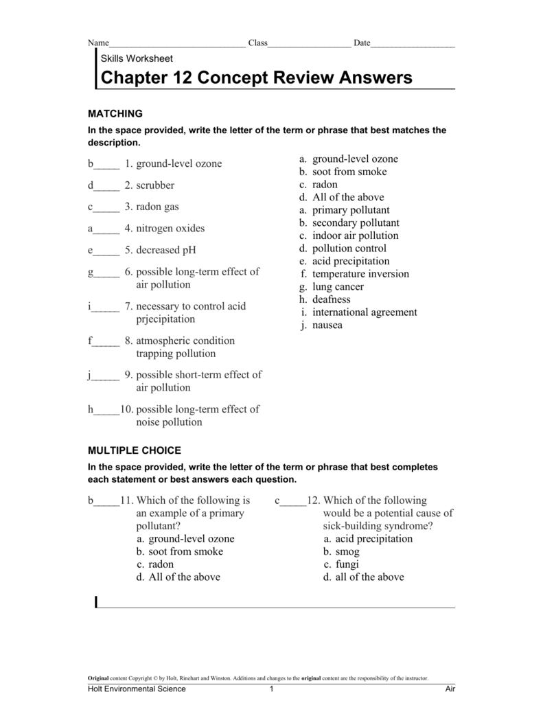 environmental science chapter 1 critical thinking answers