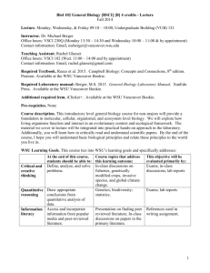 Biol 102 General Biology Syllabus - WSU Vancouver