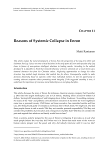 Reasons of Systemic Collapse in Enron