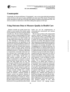 Counterpoint Using Outcome Data to Measure Quality in Health Care