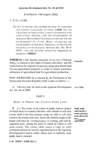 agrarian development act, no. 46 of 2000