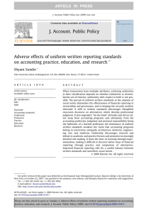 Adverse effects of uniform written reporting standards on accounting