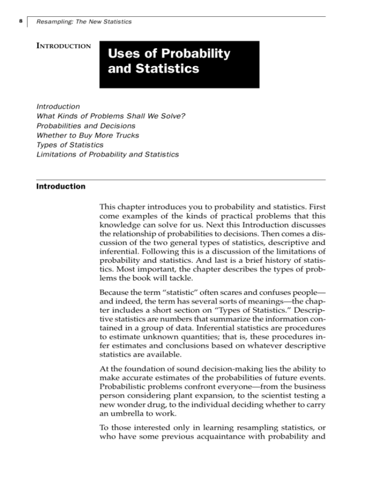 Introduction Uses Of Probability And Statistics