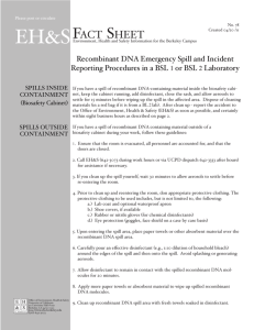 Recombinant DNA Emergency Spill and Incident Reporting