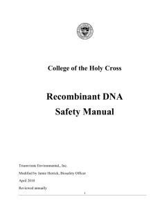 Recombinant DNA Safety Manual