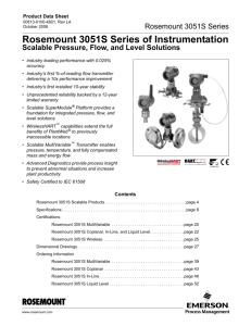 Rosemount 3051S Series of Instrumentation Scalable Pressure