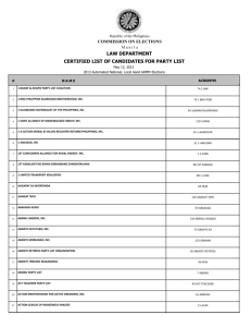 law department certified list of candidates for party list