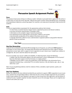 Persuasive Speech Assignment Packet