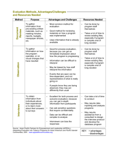 Evaluation Methods, Advantages/Challenges