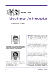Microfinance: An Introduction