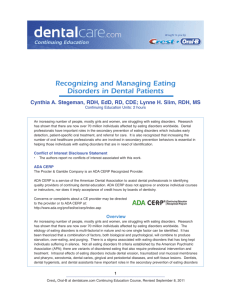 CE 321 – Recognizing and Managing Eating