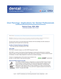 CE 423 - Oral Piercings: Implications for Dental