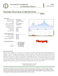hansen natural corporation - University of Oregon Investment Group