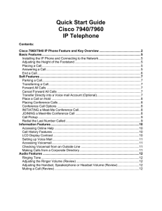 Quick Start Guide Cisco 7940/7960 IP Telephone